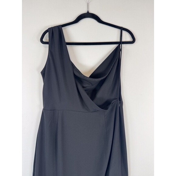 Amanda Uprichard Womens Dress Black Maxi One Shoulder A Line Party Evening Large - Picture 12 of 13